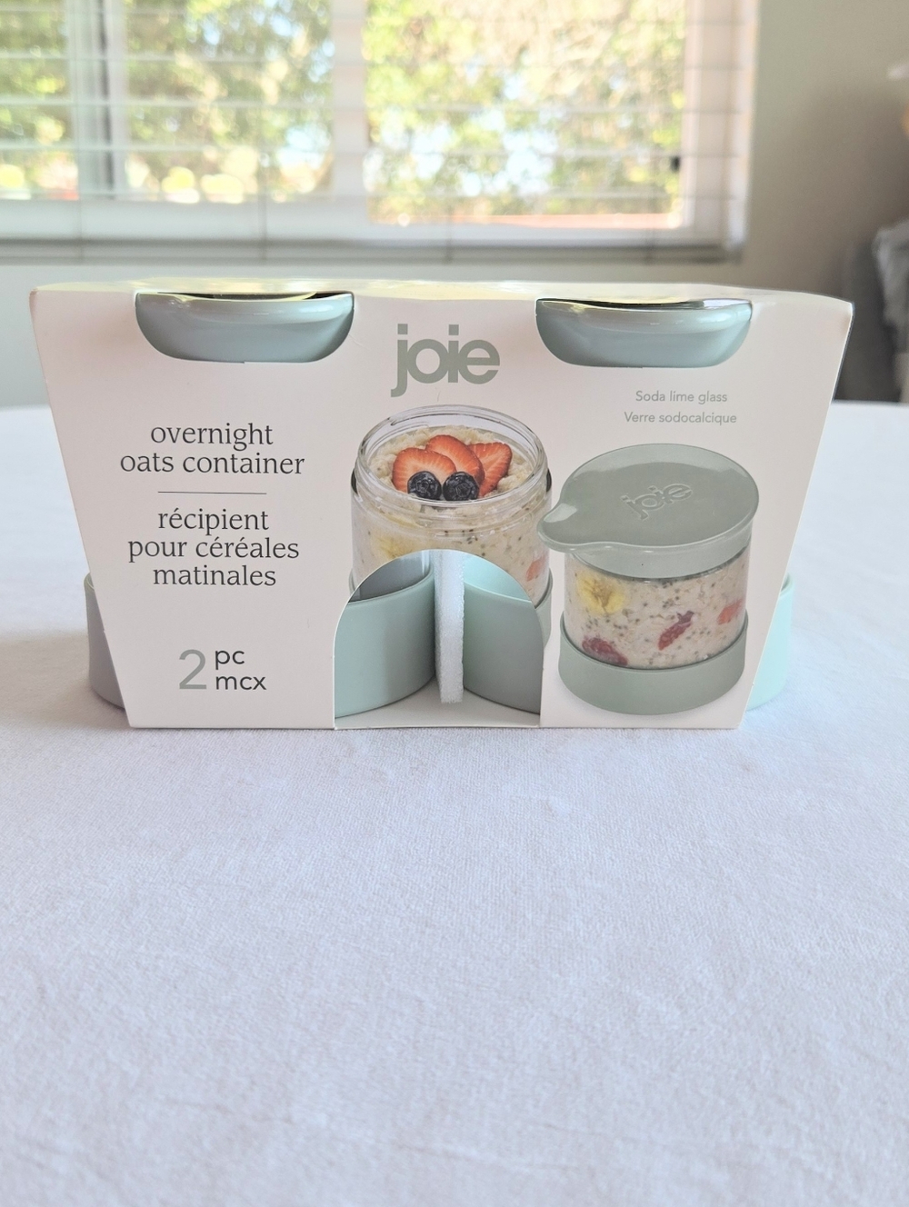 JOIE Overnight Oats Glass Container 2PC SET Green NWT